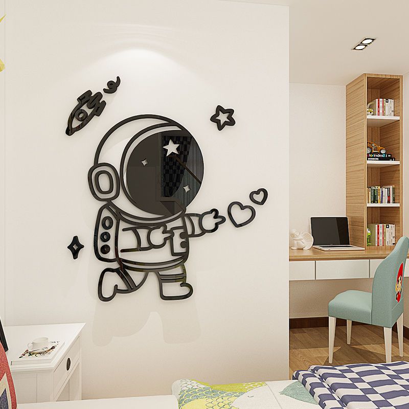 卡通航天员立体墙贴儿童房墙面装饰贴画创意太空学生宿舍改造墙画