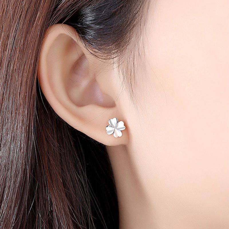 S925通体纯银耳钉女韩版可爱简约耳环防过敏不掉色生日礼物耳饰