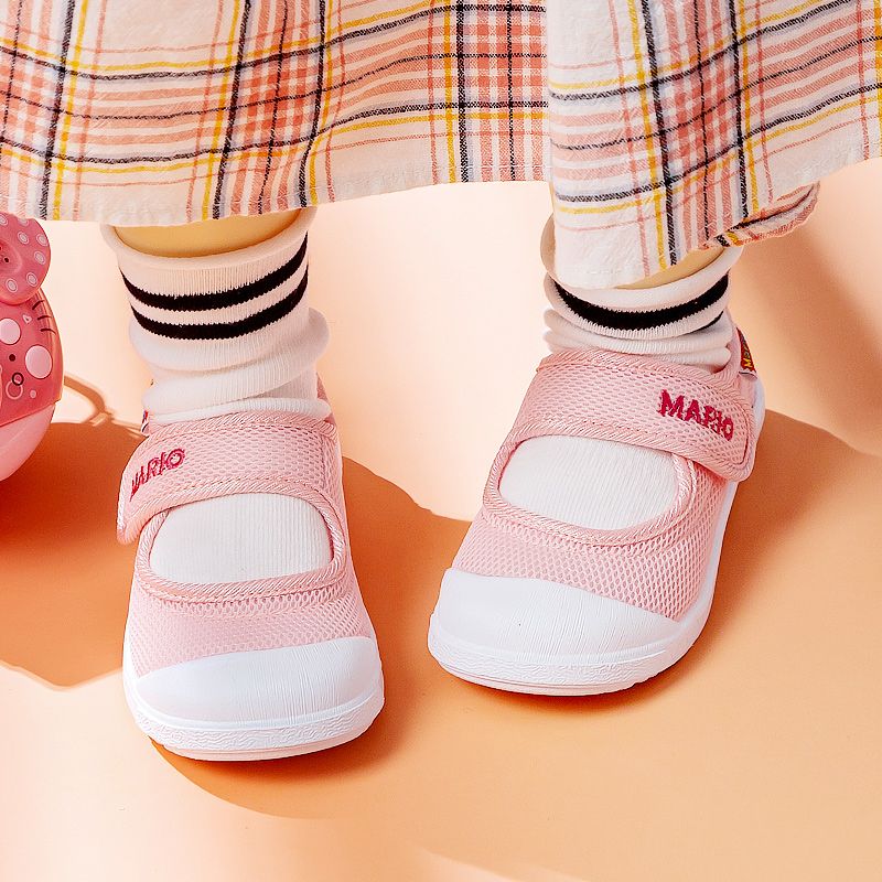幸福玛丽幼儿园室内鞋春秋男童女童透气小白鞋软底儿童运动帆布鞋