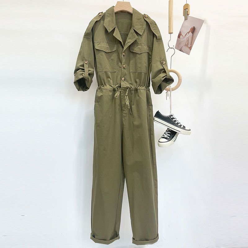  autumn new design sense niche fashion loose casual age-reducing wide-leg tooling jumpsuit two-piece trendy