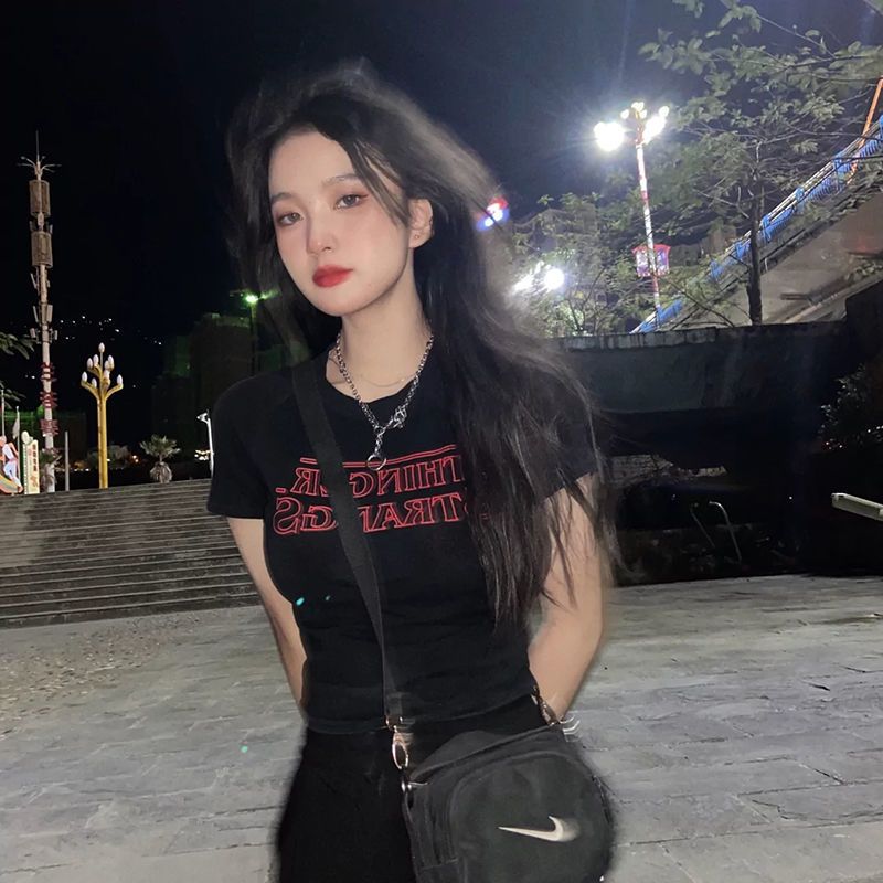 新品p夏季新款短袖T恤女韓版字母印花修身短款學生百搭上衣ins潮滿額免運