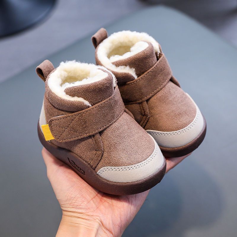 冬季小童雪地靴软底防滑宝宝学步鞋加绒男童棉鞋女童短靴子婴儿鞋