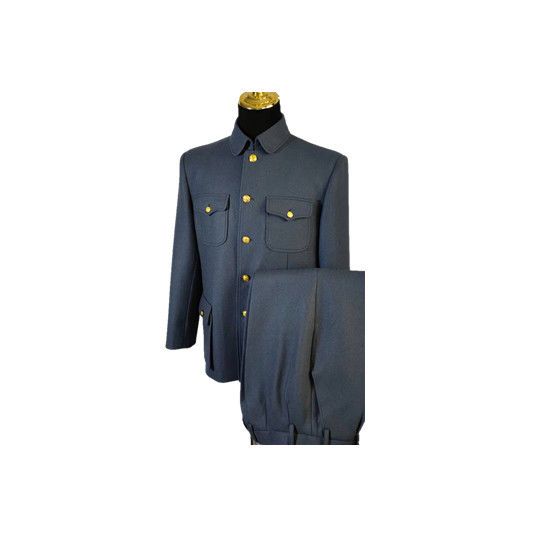 毛呢中山装国服呢子中山服定做军绿色制服民国款爷爷装老兵怀旧版【15