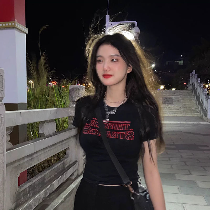 新品p夏季新款短袖T恤女韓版字母印花修身短款學生百搭上衣ins潮滿額免運