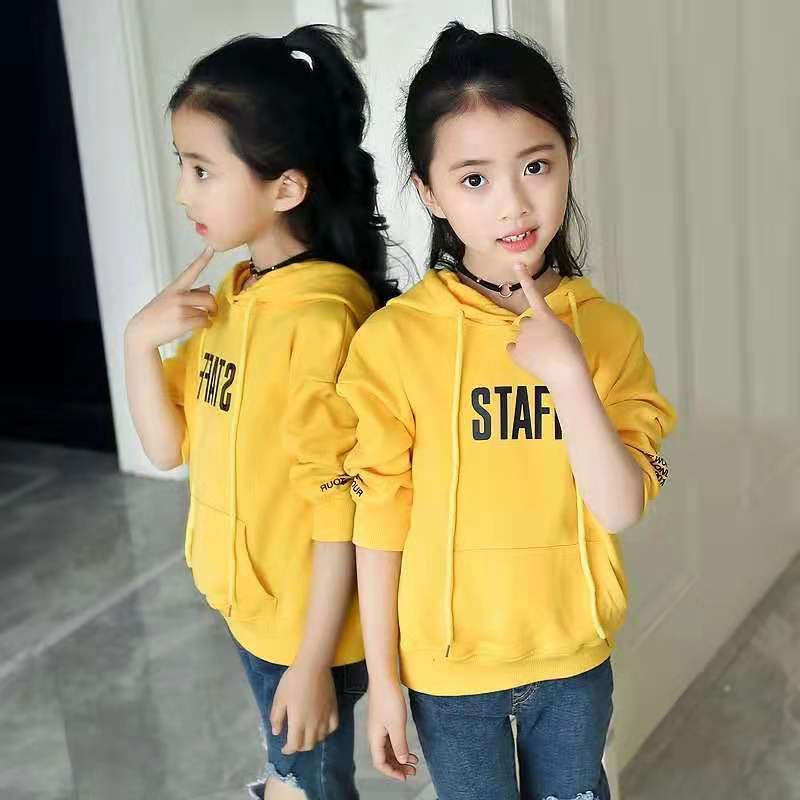 Girls' autumn long-sleeved top Korean version loose and western style children's student hooded sweater spring and autumn models 2022 new