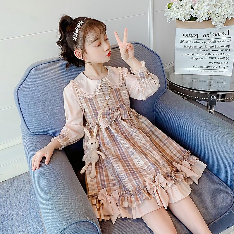 女童連衣裙秋裝2021新款春夏小女孩洋氣網紅裙子漂亮洛麗塔公主裙