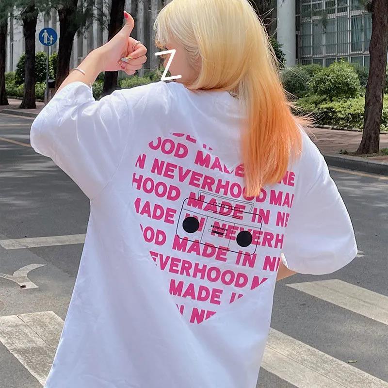 American street short-sleeved t-shirt women's summer loose ins tide brand design sense niche oversize student half-sleeved top