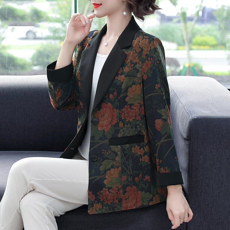 大碼女裝小西裝上衣春秋季2023新款中老年媽媽裝氣質修身顯瘦外套