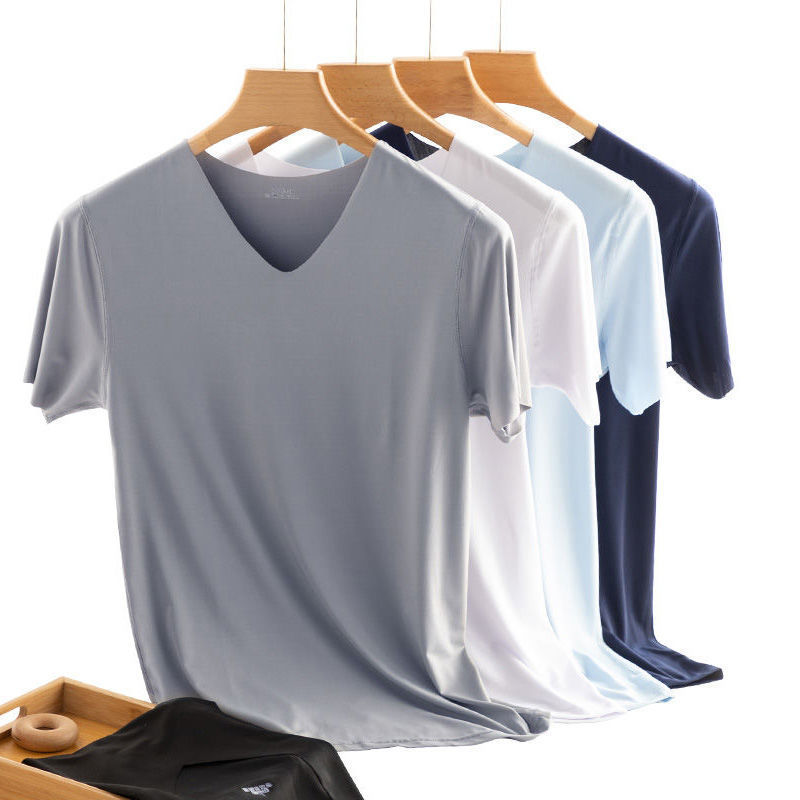 1/2 pack 2021 new spring and summer men's short-sleeved men's t-shirt white half-sleeved men's breathable ice silk seamless undershirt
