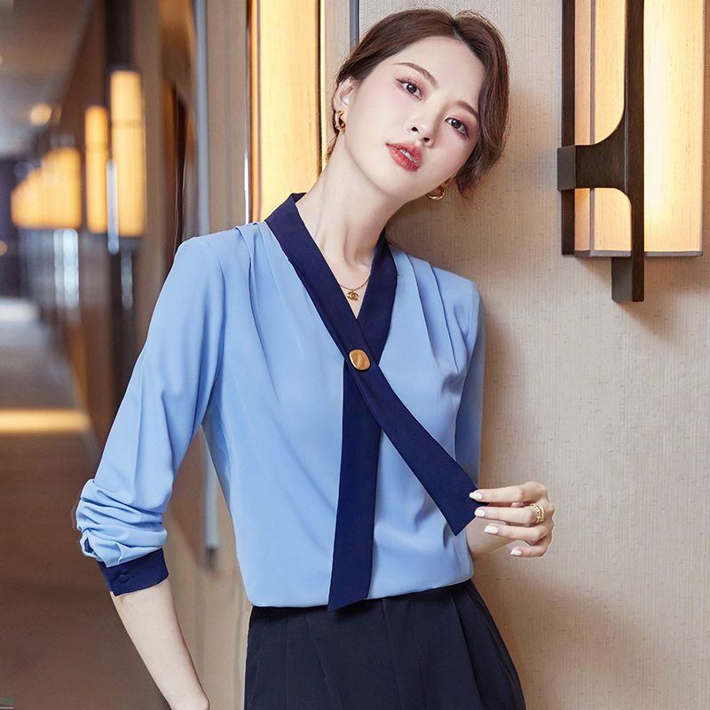 法式設計感小眾上衣女2021新款百搭休閒職業長袖白襯衫正裝工作服