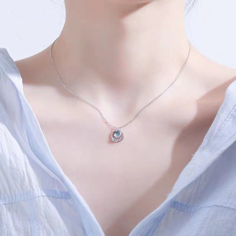 Planet Necklace Women's Summer Versatile Sterling Silver Light Luxury Niche Design Clavicle Chain 2021 New Birthday Tanabata Gift