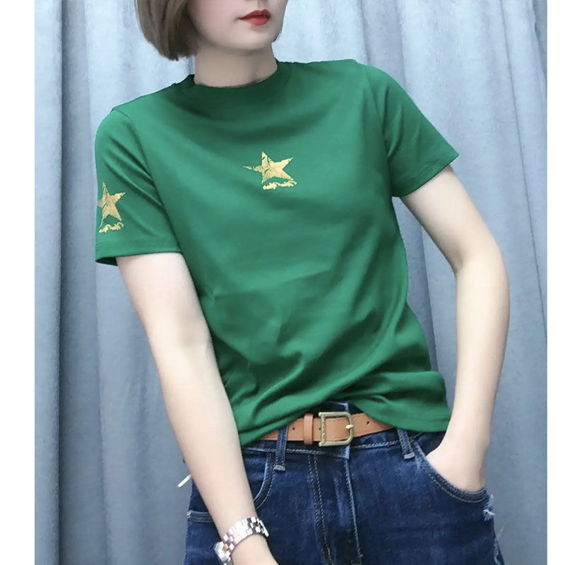 欧洲站t恤女2022新款夏季体恤百搭网红韩版时尚显瘦短袖小众上衣主图2
