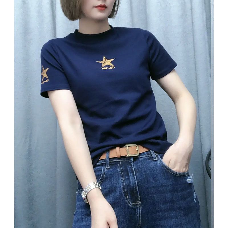 欧洲站t恤女2022新款夏季体恤百搭网红韩版时尚显瘦短袖小众上衣主图1