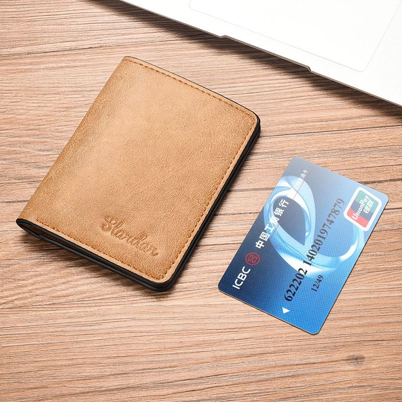 Ultra-thin small card holder for men, retro mini compact card holder, multiple card slots, simple driver's license cover, ID card holder