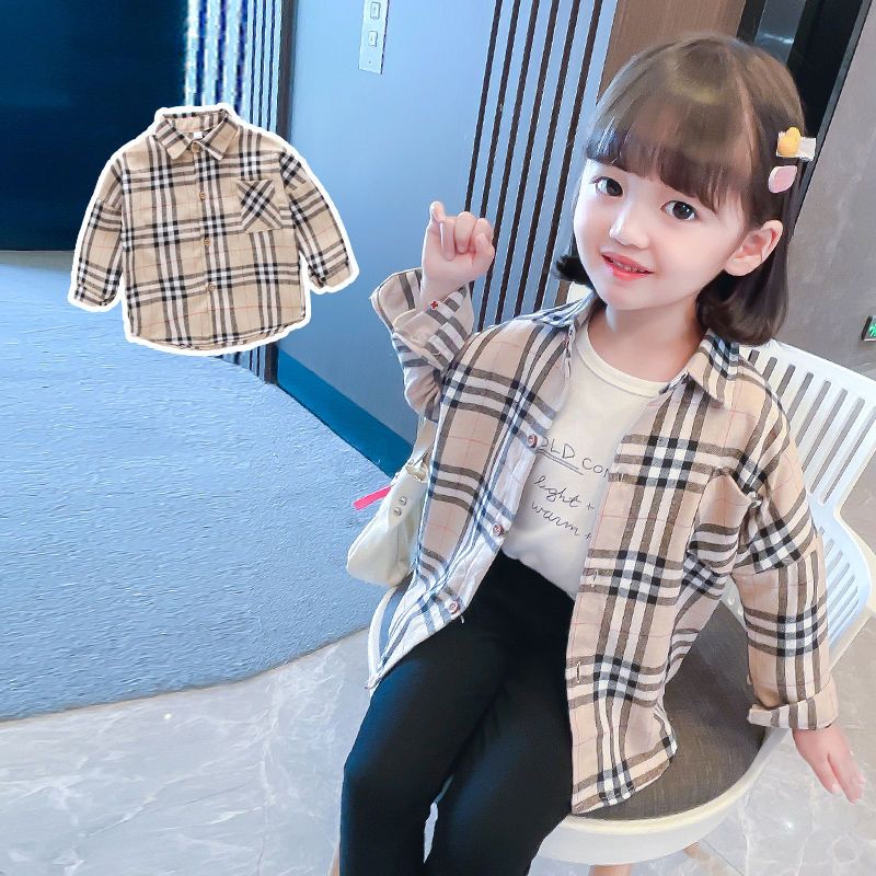 Baby plaid tops boys and girls spring and autumn long-sleeved foreign style shirts 2022 new children's fashion shirts for outerwear