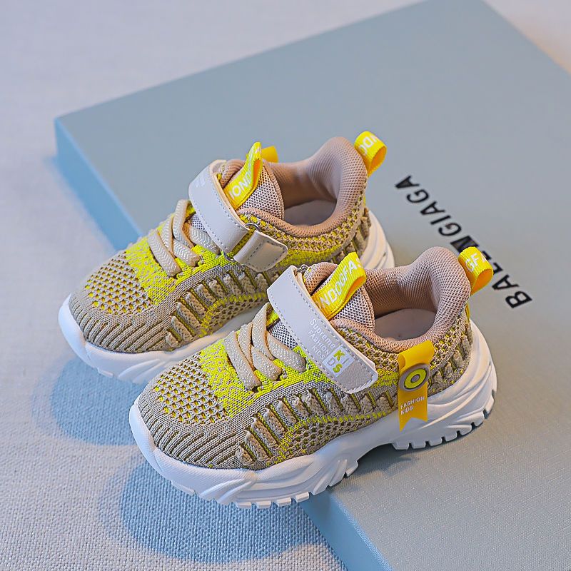 Children's sports shoes 2022 spring and autumn new breathable boys' shoes casual shoes flying woven double mesh girls' shoes running shoes