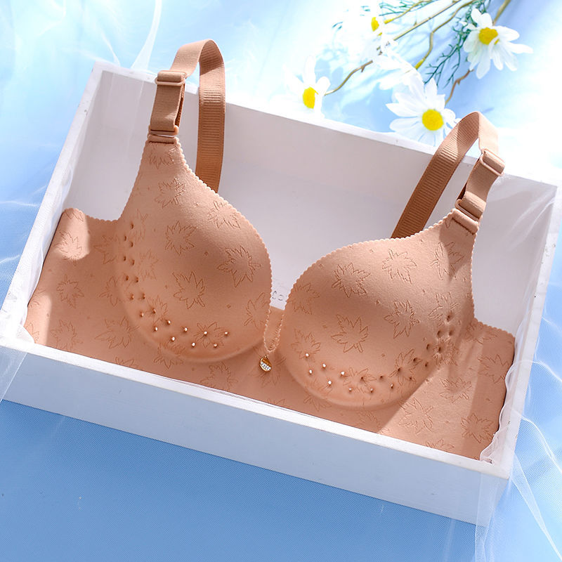 Non-magnetic latex, no steel ring, one piece, no trace, big breasts, small anti-sagging ultra-thin breathable bra set new