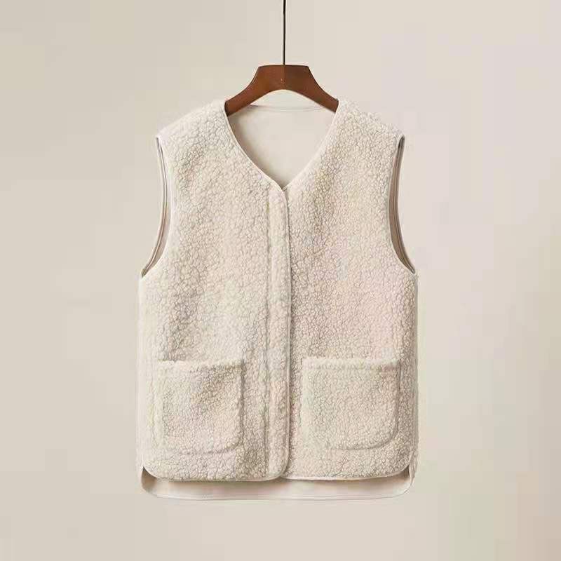  autumn and winter new fur one-piece vest female solid color all-match outerwear waistcoat vest short casual fashion trend