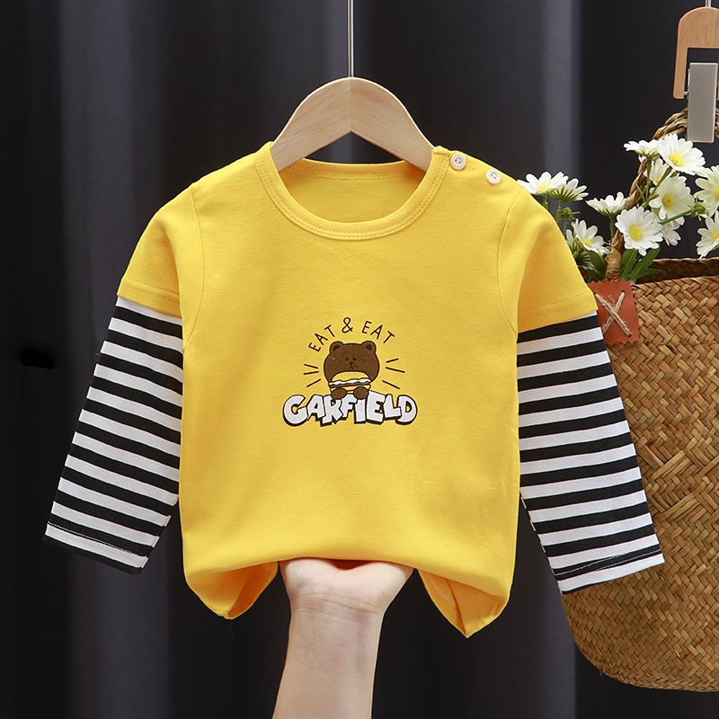 Baby long-sleeved t-shirt autumn and winter pure cotton baby tops young children long-sleeved T-shirt boys and girls bottoming long-sleeved spring clothes