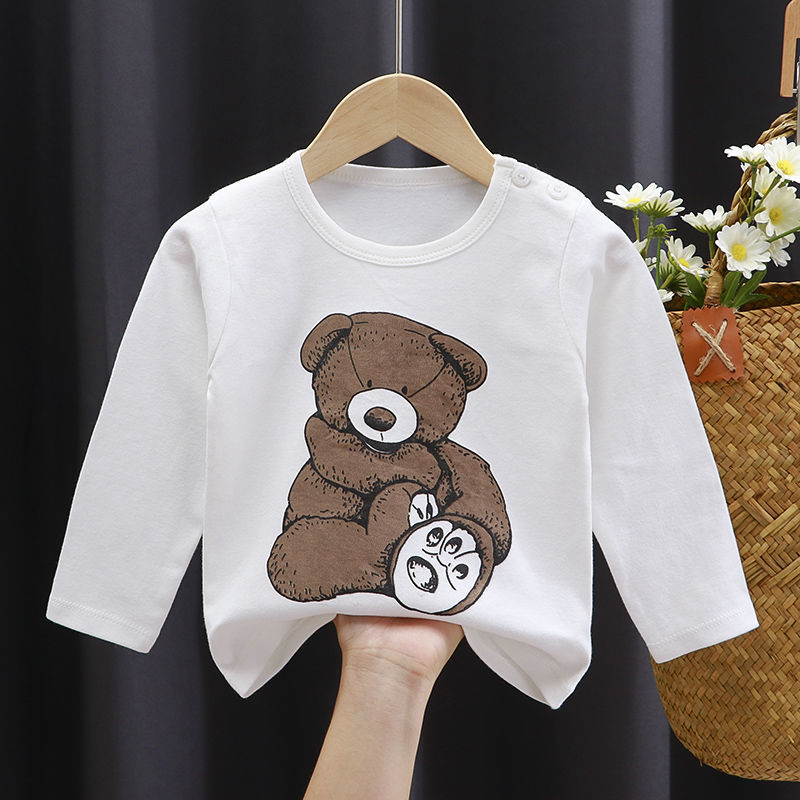 Baby long-sleeved t-shirt autumn and winter pure cotton baby tops young children long-sleeved T-shirt boys and girls bottoming long-sleeved spring clothes