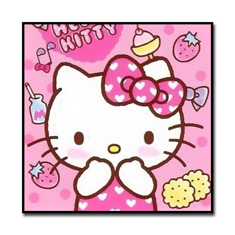 hellokitty动漫萌星凯蒂猫diy数字油画手绘填色油彩画卧室装饰画