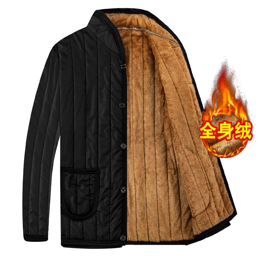 Winter cotton-padded men's middle-aged and elderly down cotton autumn and winter father's clothing plus velvet thickened men's grandpa's liner jacket