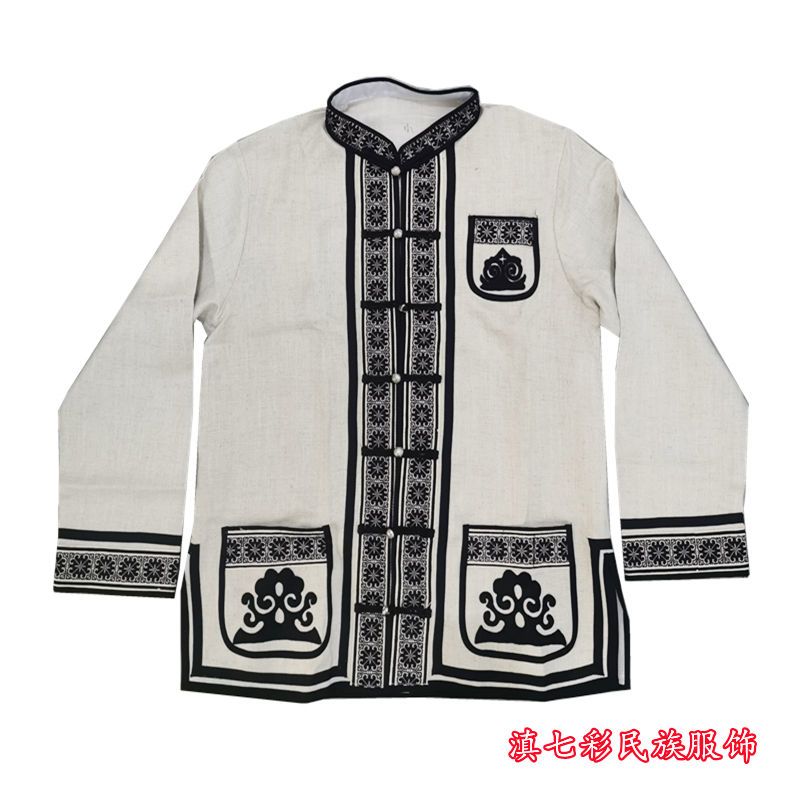 新款十字绣男马甲民族特色服装牛口袋三弦绣花牛头马甲黑花马夹 10月5日发完 虎窝拼