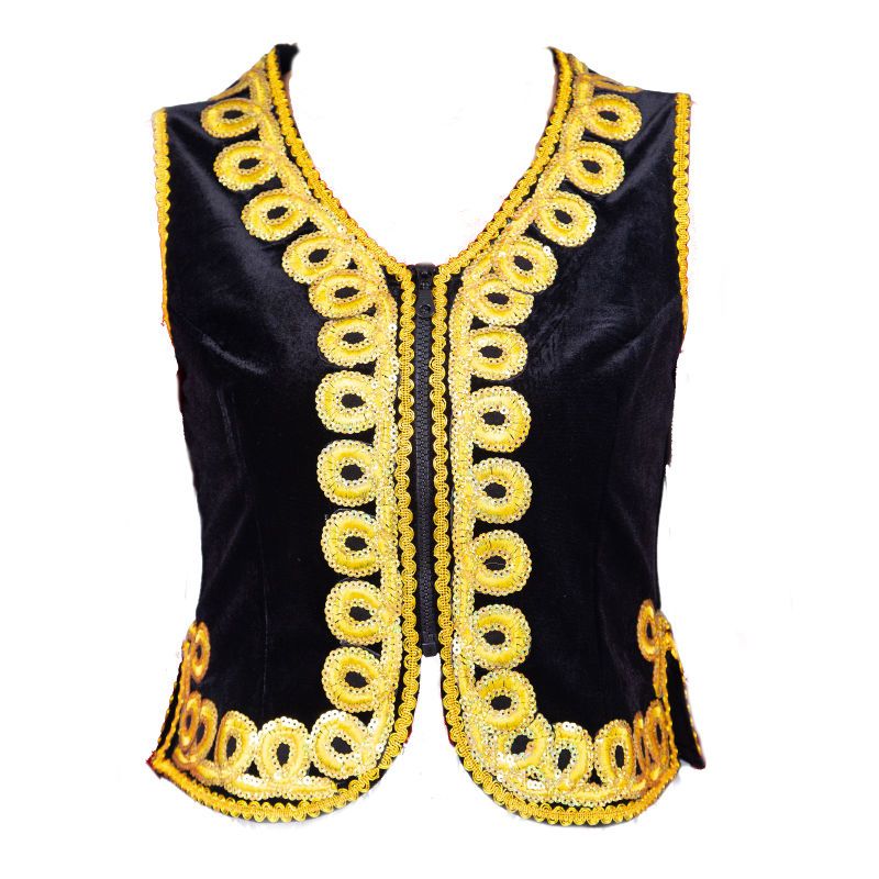 Xinjiang dance costume gold velvet vest shoulder Xinjiang dance vest outer wear clothing women's waistcoat dance clothing