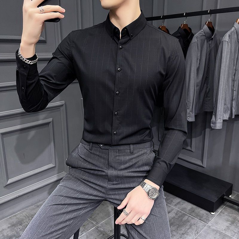 22 New Autumn Men's Shirts Long Sleeves Trendy Casual Business Professional Dress Fashion Foreign Style Non-ironing Shirt Men