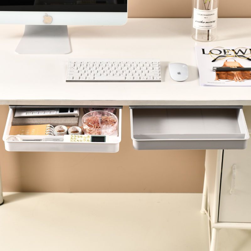桌下隐形抽屉式收纳盒桌面办公室神器文具杂物书桌桌底隐藏置物架