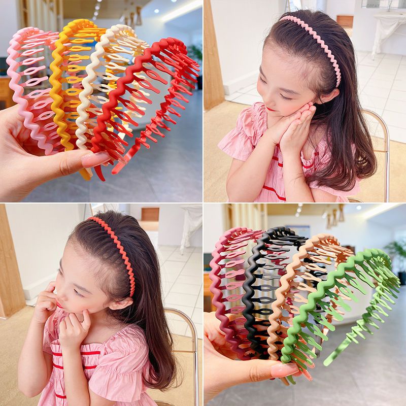 Children's simple headband non-slip hairpin with teeth hairpin girl headdress candy color simple all-match pressure hairband wash face headband