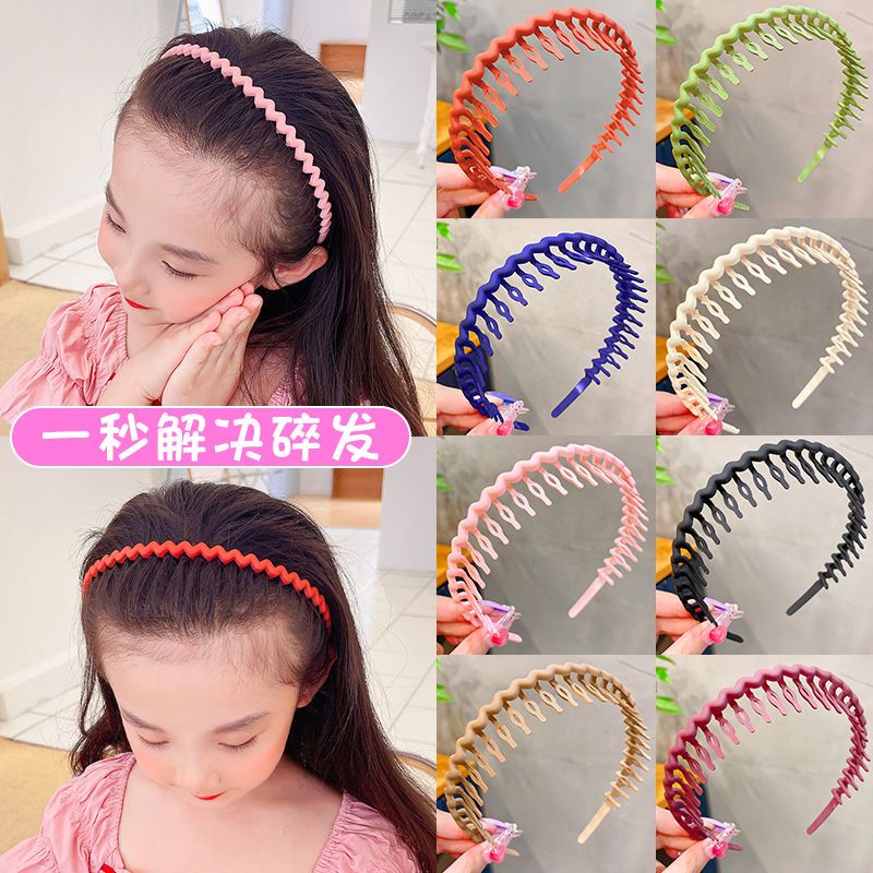 Children's simple headband non-slip hairpin with teeth hairpin girl headdress candy color simple all-match pressure hairband wash face headband