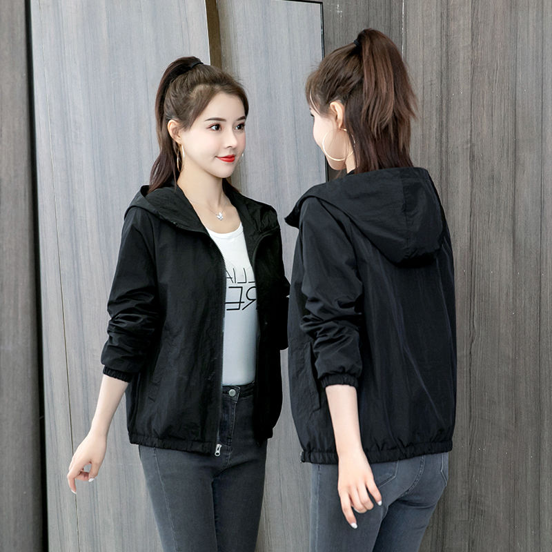  Spring and Autumn Jacket Women's New Jacket Outerwear Hooded Versatile Loose Waterproof Korean Style Ins Trendy Large Size Shirt