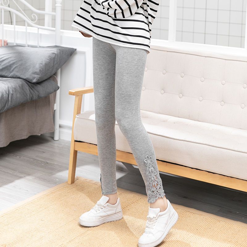 New spring and autumn trousers embroidered 99 points leggings women's outerwear thin section summer high waist large size elastic small feet long trousers