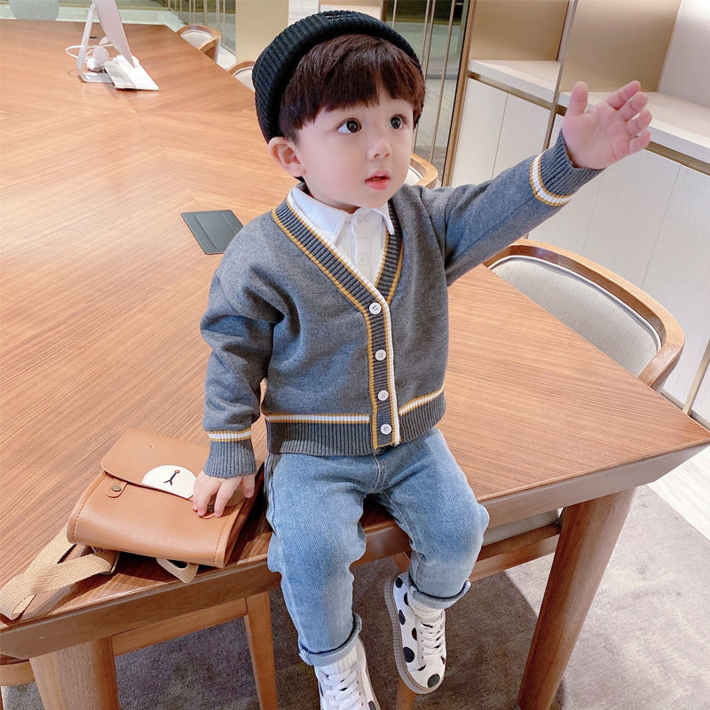 Boys, babies, lapel tops, long-sleeved t-shirts, bottoming shirts, baby polo shirts, spring and autumn clothes