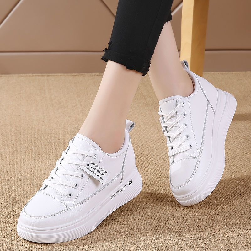 小白鞋内增高女鞋厚底松糕鞋2022新款时尚百搭显瘦休闲白色旅游鞋