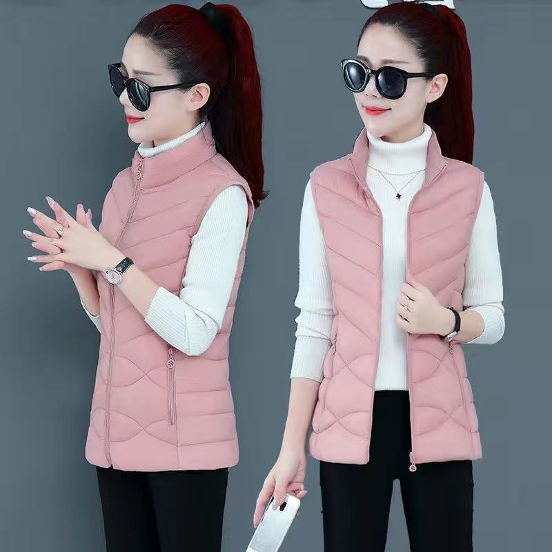 New down cotton vest for women autumn and winter outerwear stand collar slim fashion vest all-match short black cotton clothes for women