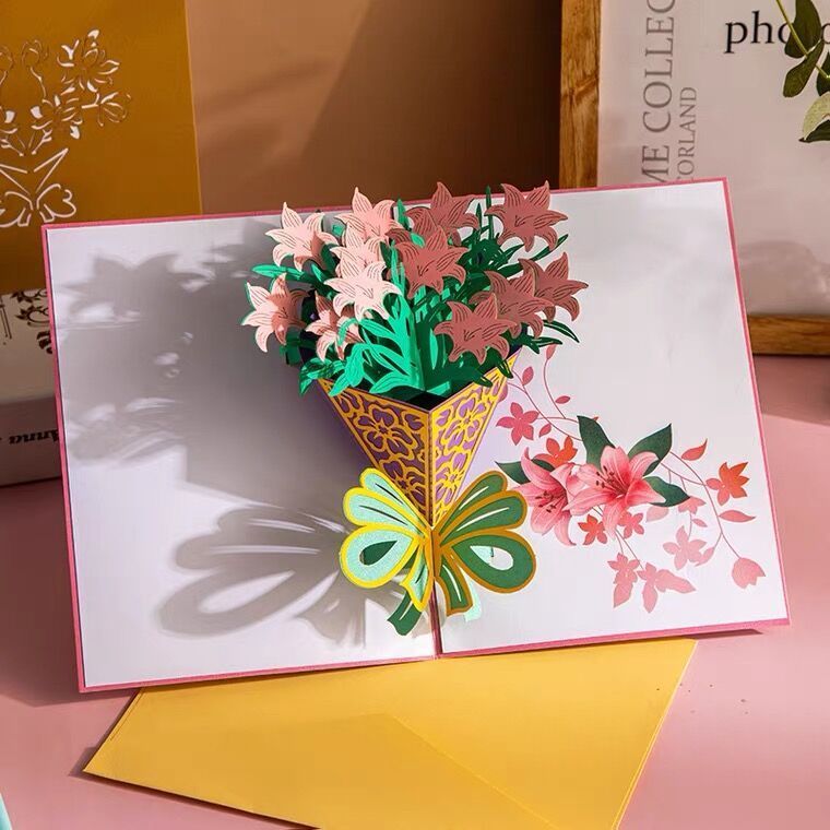 一纸读秀教师节贺卡3d立体鲜花卡片送老师感恩卡花卉新款生日花束 虎窝拼