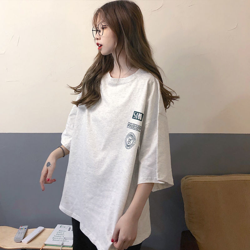 Cotton Japanese American short-sleeved t-shirt women's loose Korean version ins tide lazy wind hip-hop depression wear clothes