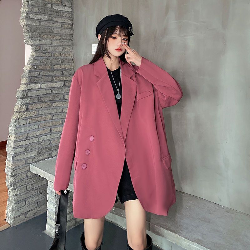 Plus size women's clothing 2022 new rose purple British style loose and thin suit fat mm all-match temperament suit jacket