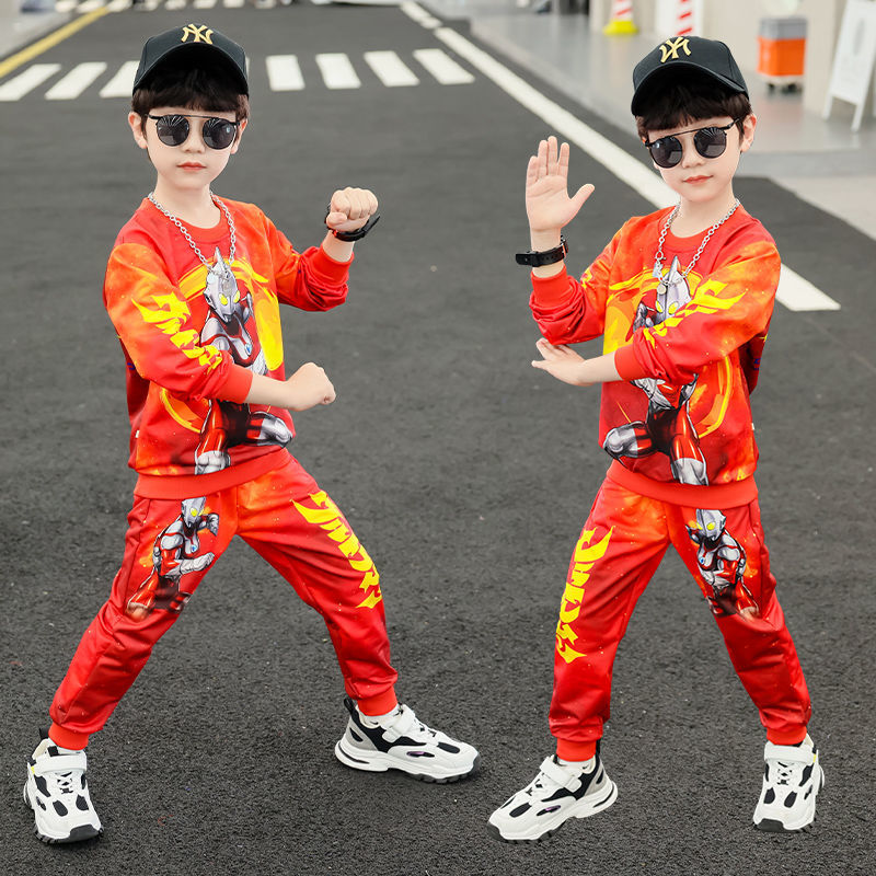 Boys spring and autumn models Internet celebrity Altman clothes  new children's autumn sports comics suit big children's trend