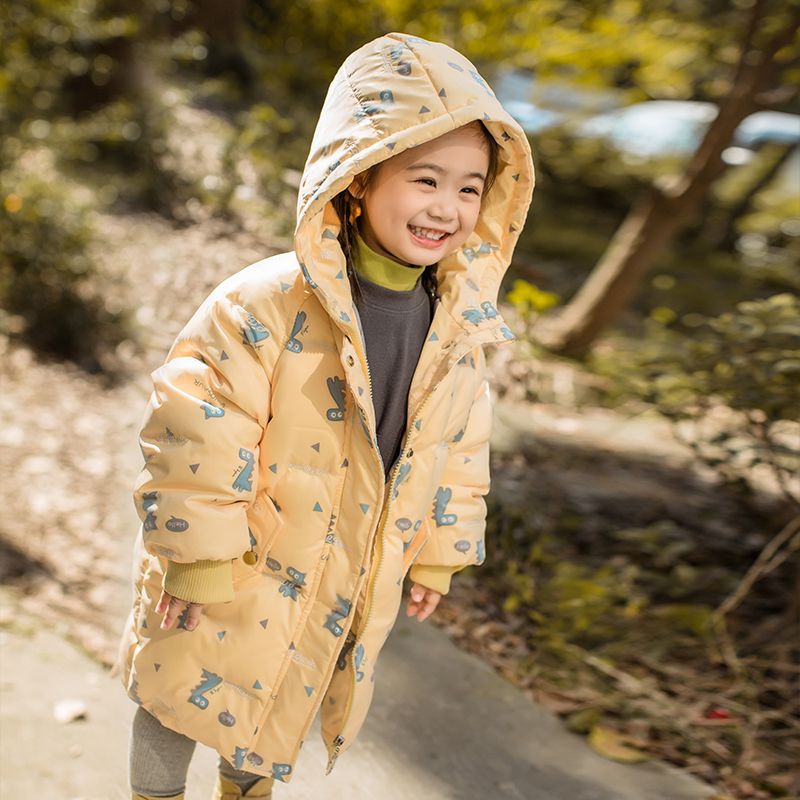 儿童羽绒服男童中长款新款洋气韩版中小女童宝宝加厚冬装潮
