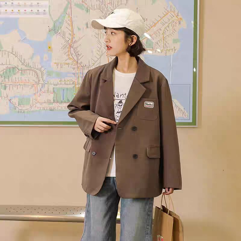 Small all-match casual suit jacket female 2023 spring and autumn design sense niche college style retro suit jacket