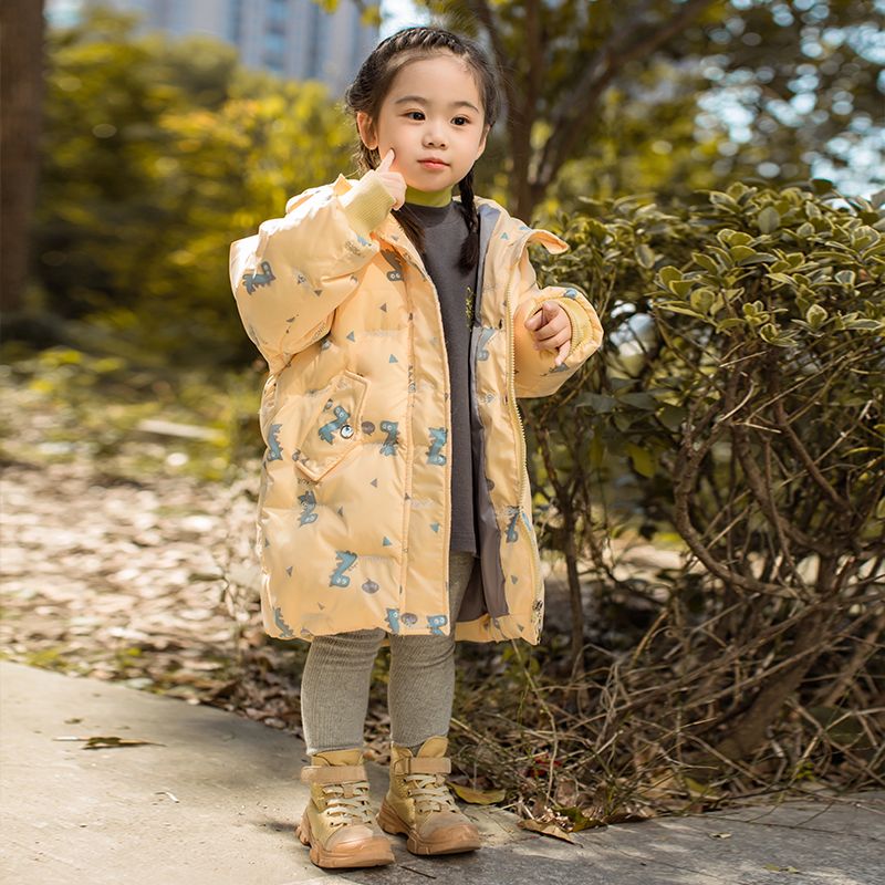 儿童羽绒服男童中长款新款洋气韩版中小女童宝宝加厚冬装潮