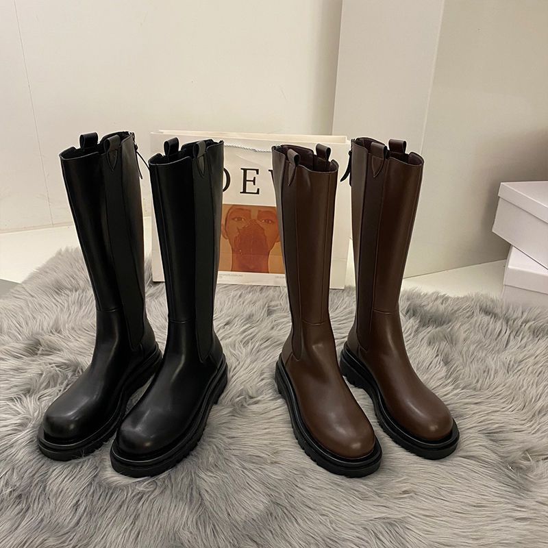 French minority boots Chelsea boots women's shoes summer thick legs middle tube white knight thick soled high tube boots