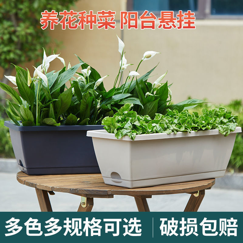 Horun Vegetable Pot Rectangular Flower Pot Special Pot for Vegetables Vegetable Pot Extra Large Indoor Vegetable Strip Flower Pot