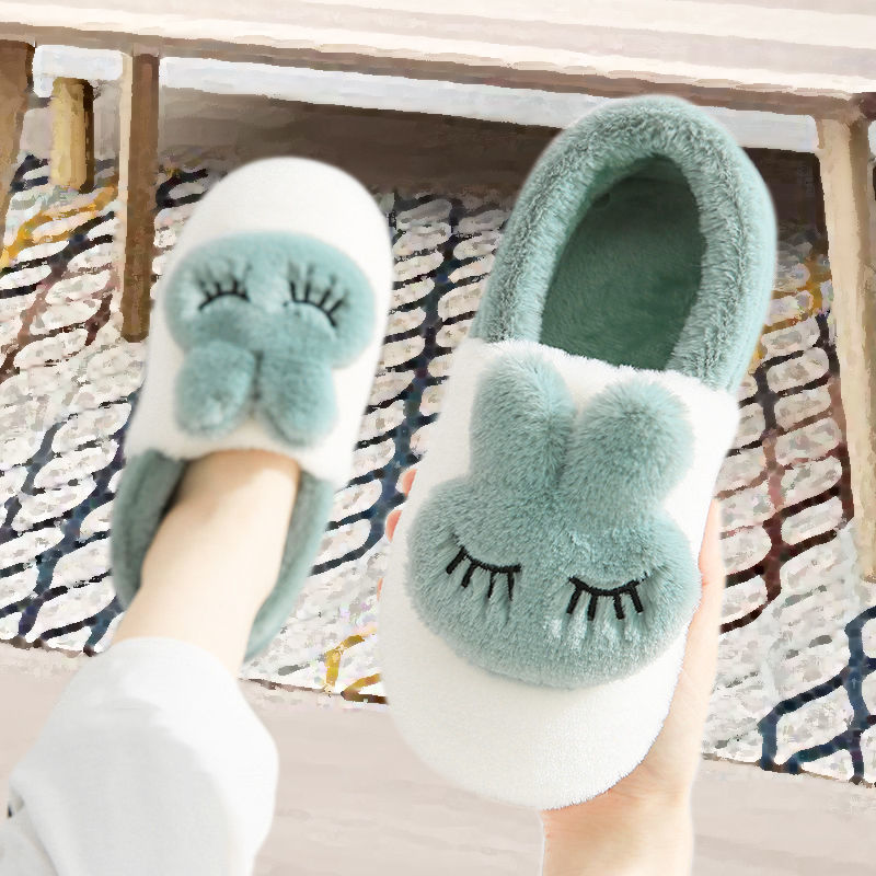Cixi Cotton Slippers for Women and Men Home Winter Home Cute Plush Indoor Couples Cartoon Warm Bag and Confinement Shoes