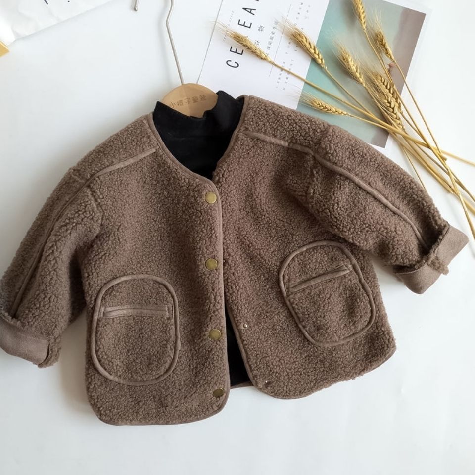 Boys and girls Korean style coat  autumn style Korean style children's casual fashion coat baby solid color wool sweater