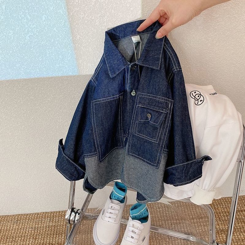 Boys' denim shirt  new autumn and winter long sleeved shirt jacket in the trend of big boys' children's autumn clothes boys' clothes