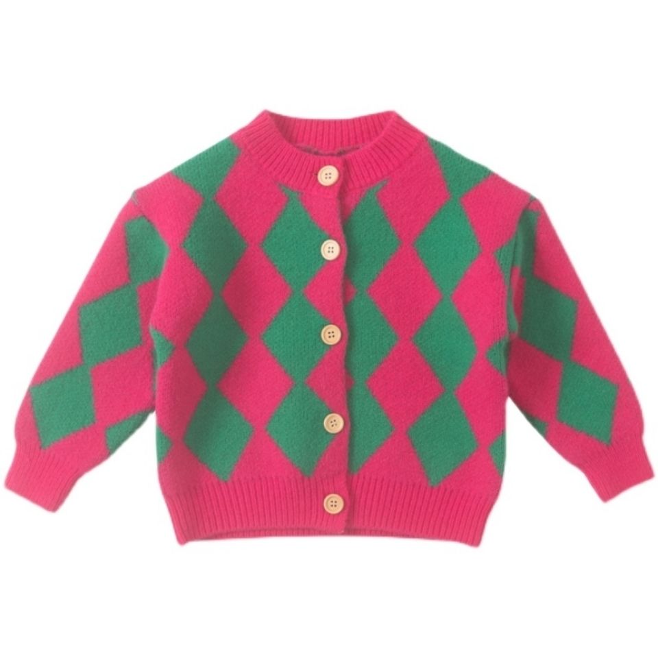 Girls foreign style cardigan 2023 spring and autumn new net red children's sweater coat girl baby long-sleeved top knitted sweater